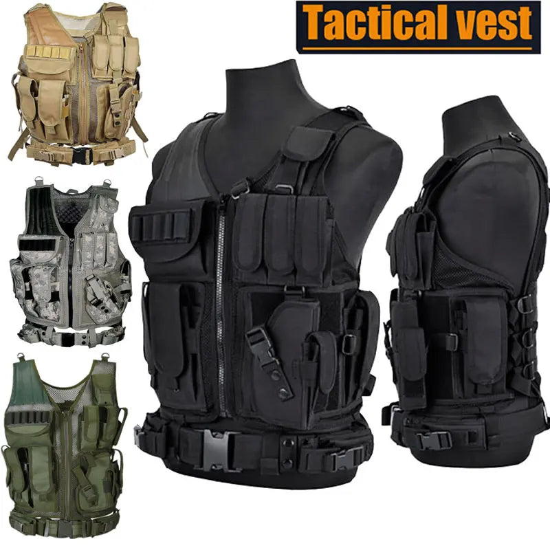 Multi-Pocket Swat Army Tactical Vest Jungle Combat Body Armor Vests Security Hunting Outdoor CS Game Airsoft Training Jacket