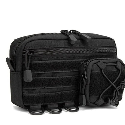 MOLLE Horizontal Admin Pouch EDC Utility Organizer Bag with Front Drawstring Pocket for Hiking Camping Travel