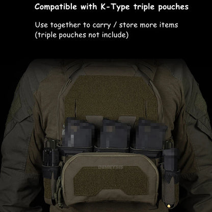 Tactical Admin Pouch with Multi-caliber 5.56 9mm Triple Mag Pouch MOLLE Front Placard System 2nd Layer Airsoft Pouches