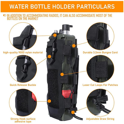 Laser Cut Design Molle Adjustable Water Bottle Holder Outdoor Sport Tactical Bottle Pouch for Backpack Belt Molle Radio Pouch