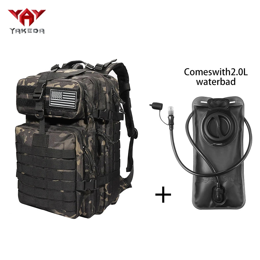 YAKEDA 45L large capacity backpack with 2L water bag MOLLE expansion system outdoor hiking backpack