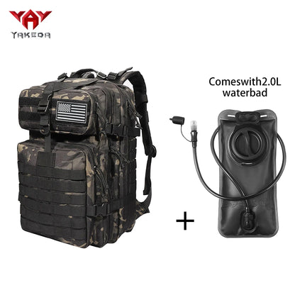 YAKEDA 45L large capacity backpack with 2L water bag MOLLE expansion system outdoor hiking backpack