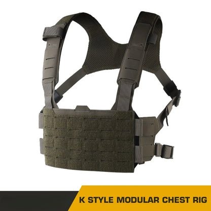 K Style Tactical Modular Chest Rig, Scalable MOLLE Front Panel Harness for Outdoor Hunting, Airsoft and Training