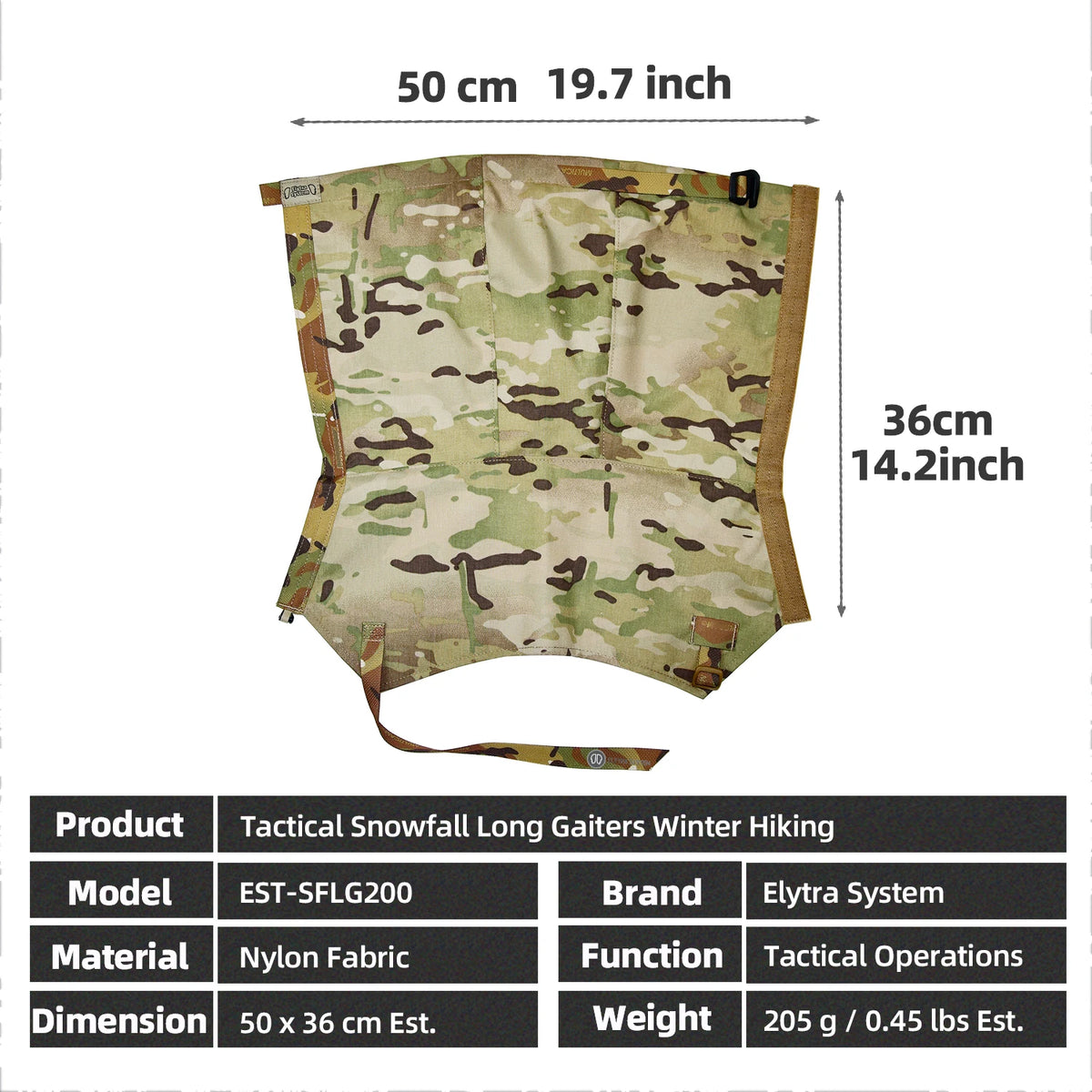 Tactical Leg Gaiters High Gaiters Gaiters Knee Protection Anti-Tear Nylon Fabric Full Length Zip Breathable Camping Hiking