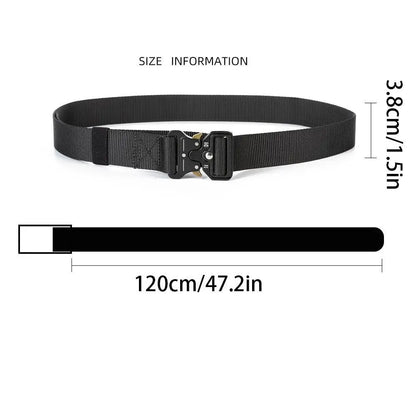 120cm Tactical Nylon Belt with Metal Buckle, Men's Training Accessory, Durable Waistband for Outdoor Activities, Essential Gear