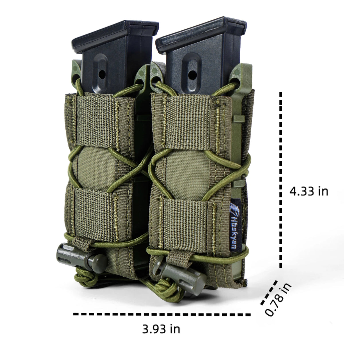 Tactical Molle Double Magazine Pouch Universal .45 9mm for Airsoft 9mm/.40 Calibers 45acp Double-Layer Mag Holder 500D Nylon Qu