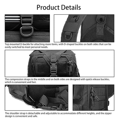 Large capacity chest bag, outdoor crossbody bag, wear-resistant Oxford cloth compression strap design, can be carried by hand