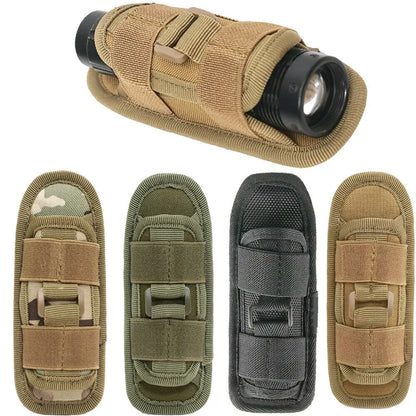 Nylon Tactical Flashlight Holder Molle Belt Holster Torch Case Pouch for Hunting Fishing Outdoor Sports
