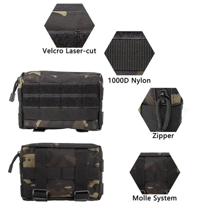 Tactical EDC Utility Pouch Compact Water-Resistant, Organize Small Gear Gadget for Backpack Belt Hanging Waist Bag Nylon