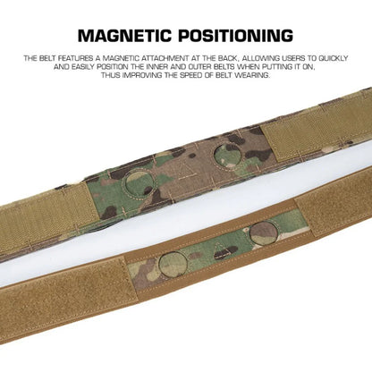 Battle Belt Camo Style MOLLE Tactical Belt Outdoor Hunting Training Inner Outer Double Waist Belt with Magnetic Locate System