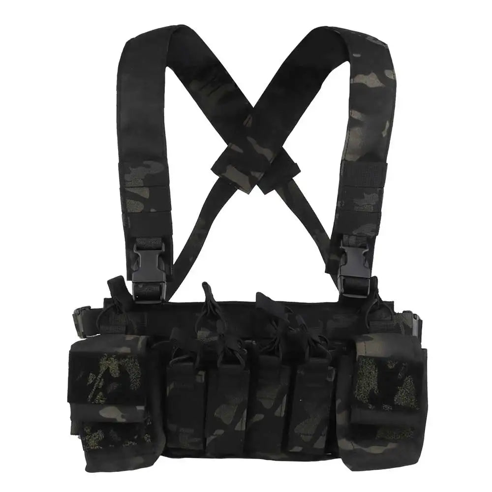 Tactical Vest Chest Rig D3CRX with 9mm 5.56 Modular Multi-function Quadruple Magazine Pouch Lightweight Gear