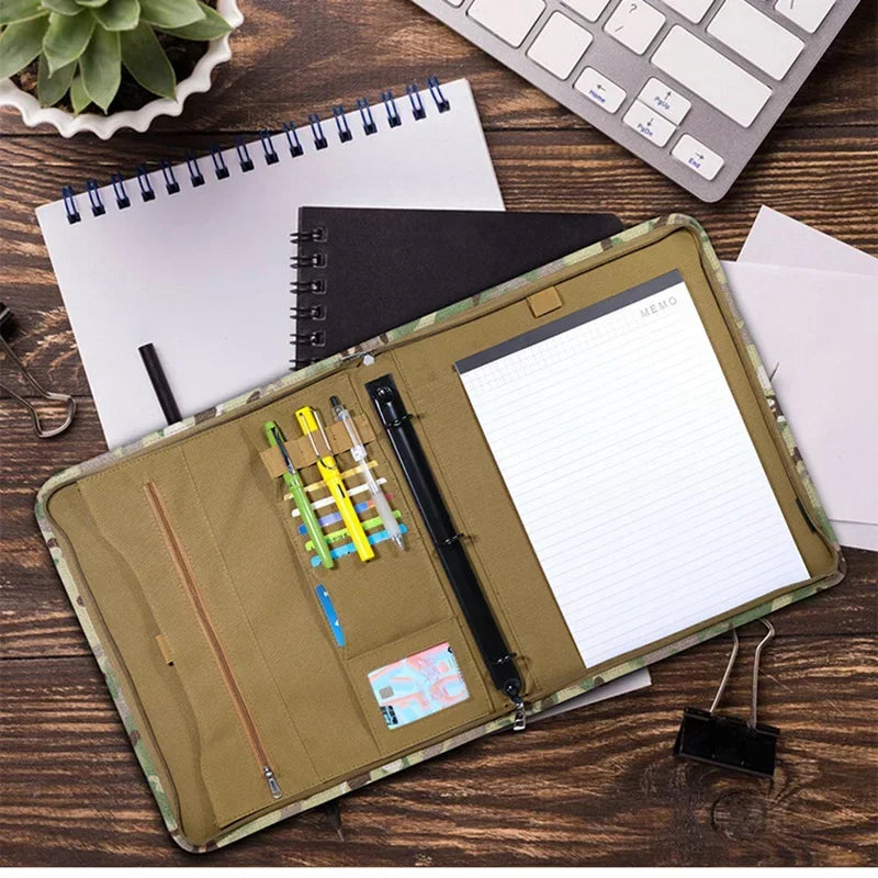 Tactical Padfolio Ring Binder with A4 A5 A6 Sheets of Loose-Leaf Paper Military Memorandum A5 Weatherproof Outdoor Notebook