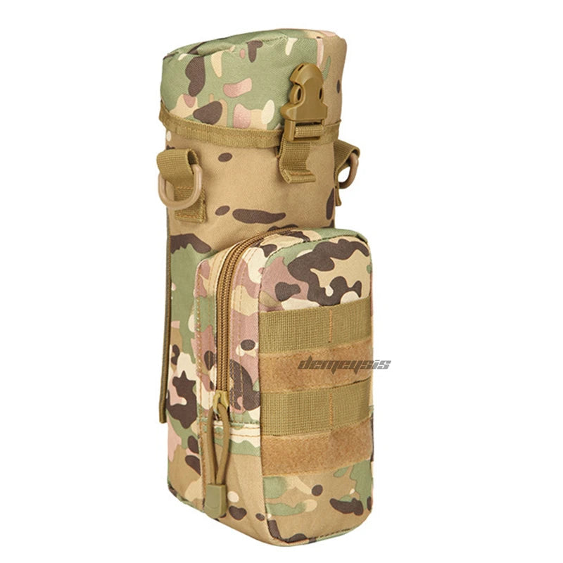 Tactical Molle Water Bottle Pouch Nylon Outdoor Sport Travel Kettle Bag with Shoulder Strap