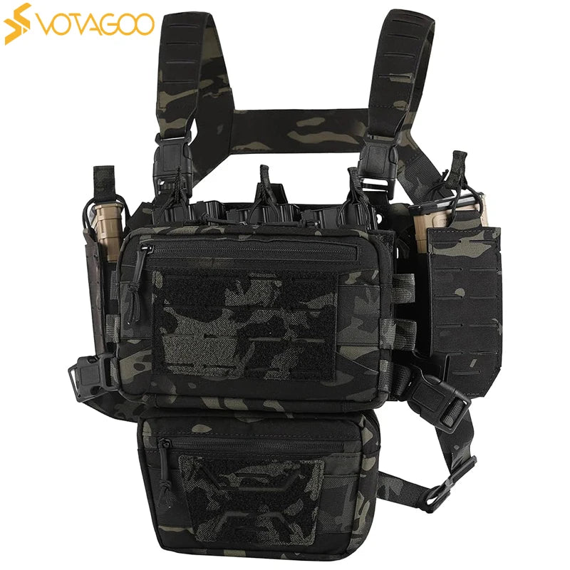 VOTAGOO Chest Equipment - Tactical Chest Equipment, Molle Modular Micro Combat Chest Equipment Adjustable and Detachable