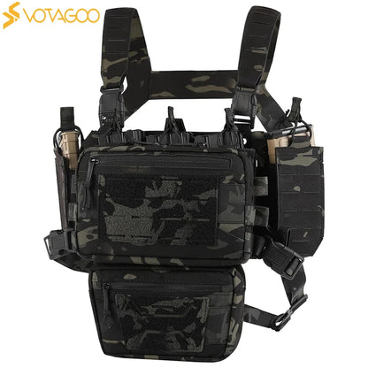 VOTAGOO Chest Equipment - Tactical Chest Equipment, Molle Modular Micro Combat Chest Equipment Adjustable and Detachable