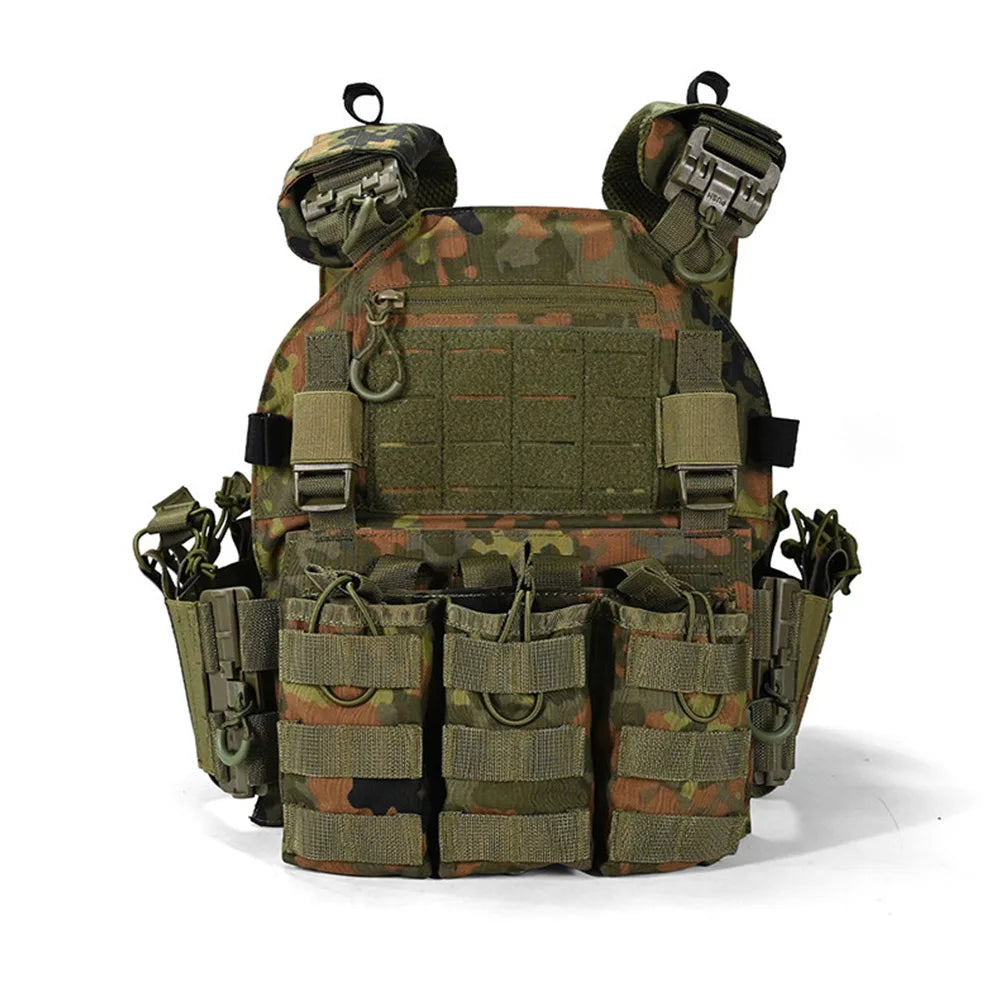 Modular Tactical Vest Set Quick‑Release MOLLE Vest with Mag Pouches Utility Bags for Airsoft Hunting Shooting Combat Training
