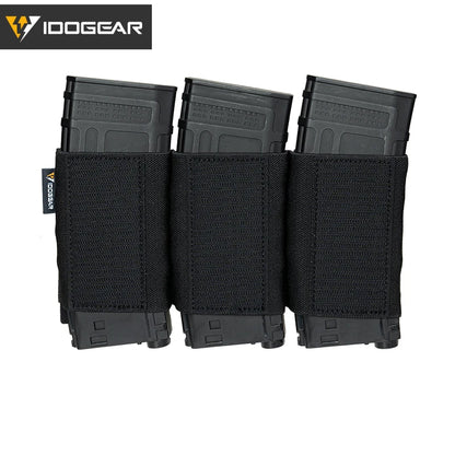 IDOGEAR Triple 5.56 Magazine Holder Elastic Mag Holder with Hook Fasteners for MK3 and MK4 Chest Rig 35139