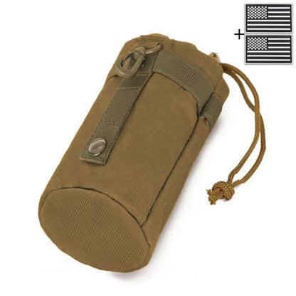 Outdoor hunting water bottle bag with MOLLE expansion system, drawstring strap, mountain buckle fabric, wear-resistant