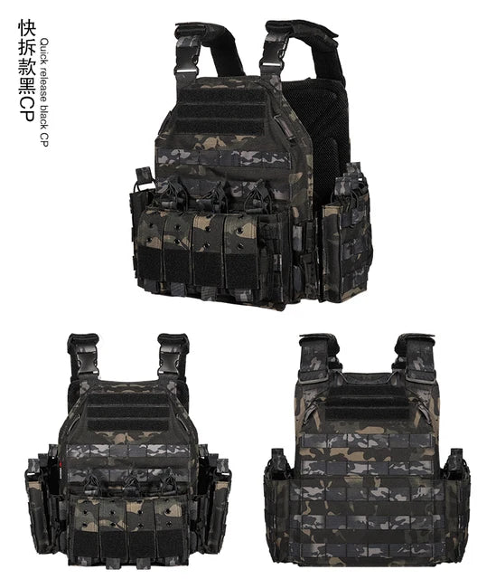 YAKEDA 1000D Nylon Plate Carrier Tactical Vest Outdoor Hunting Protective Adjustable MODULAR Vest for Airsoft Combat Accessories