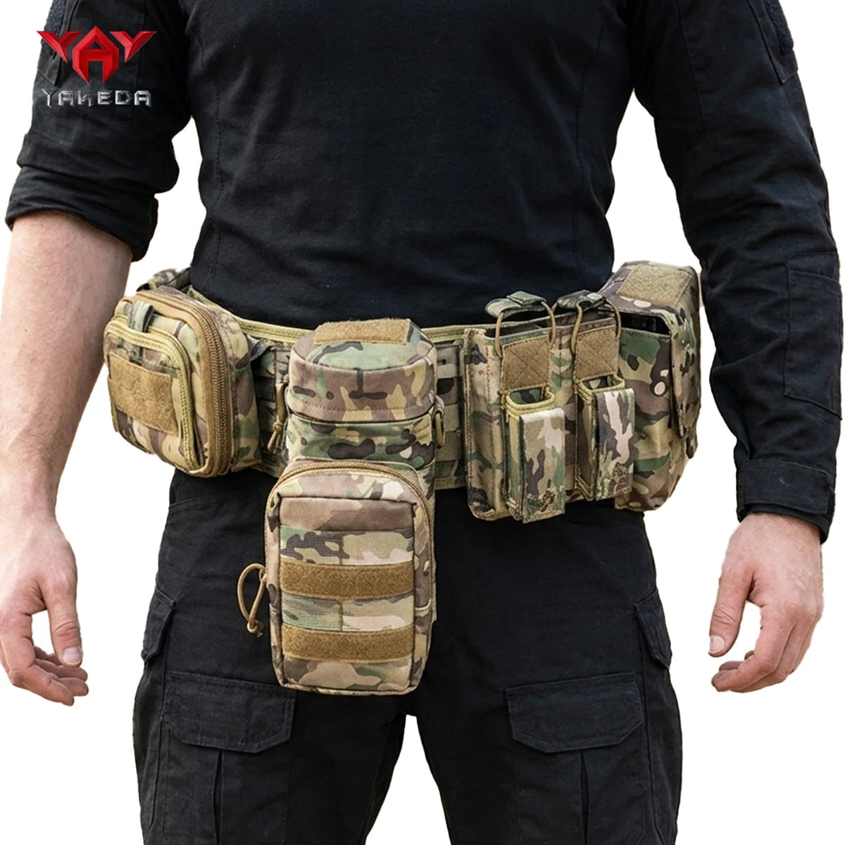YAKEDAModular waist belt with multiple accessory straps MOLLE expansion structure adjustable waist strap quick release buckle