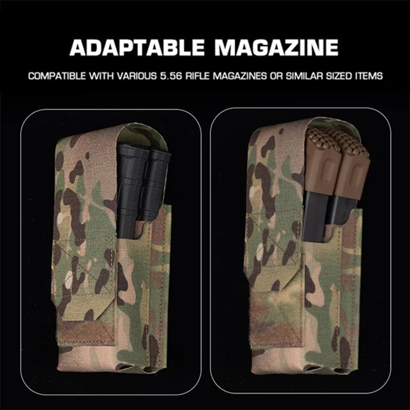 556 Flip Double Mag Pouch Magnetic Closure MOLLE Mount Field Use Hunting Outdoor Shooting Gear Utility Carrier