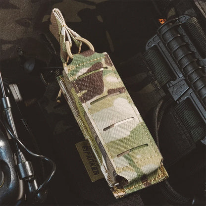 Tactical Pistol Magazine Pouch 9mm Extended Single Mag Pouch Molle  Holster Hunting Flashlight Torch Holder Airsoft Accessories