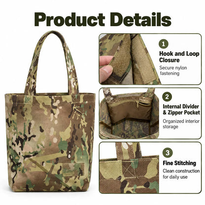 Tactical Camo Tote Bag Multi-Purpose Waterproof Oxford Storage Pouch Heavy Duty Canvas Carry Bag for Hunting Fishing Camping