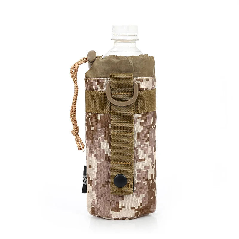 Outdoor Molle Water Bottle Bag Rack Camping Hiking Bicycle Bottle Bag Pulling Rope Multi functional Bottle Bag