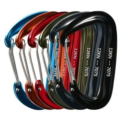 6Pcs 12kn Carabiner Set D Ring Heavy Duty Aluminum Tactical Carabiners Clips Camping Hiking Climbing Hook Hammock Outdoor Gear