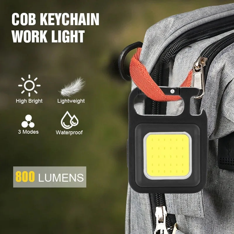 Mini Portable Keychain COB Work Lamp / USB 800 Lumens Work Light / Outdoor LED Emergency Flashlight With Corkscrew