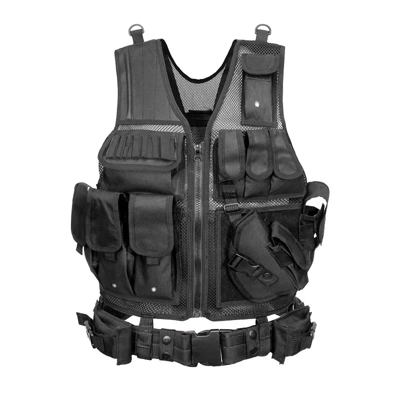 Tactical Breathable Vest SWAT Protective Police Armor Vests  Airsoft Paintball Combat Mens Adjustable Outdoor CS Training Jacket