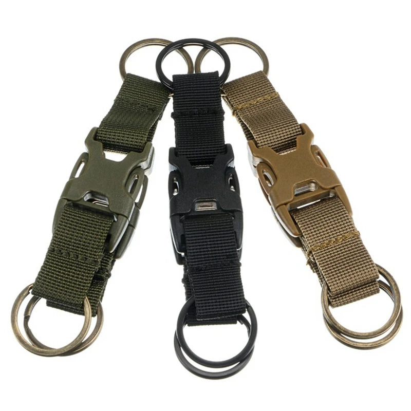 Tactical Gear Keychain Clip Nylon Belt Key Chain Key Holder Quick Release Buckle Key Ring Molle Bag Attachments Hooks