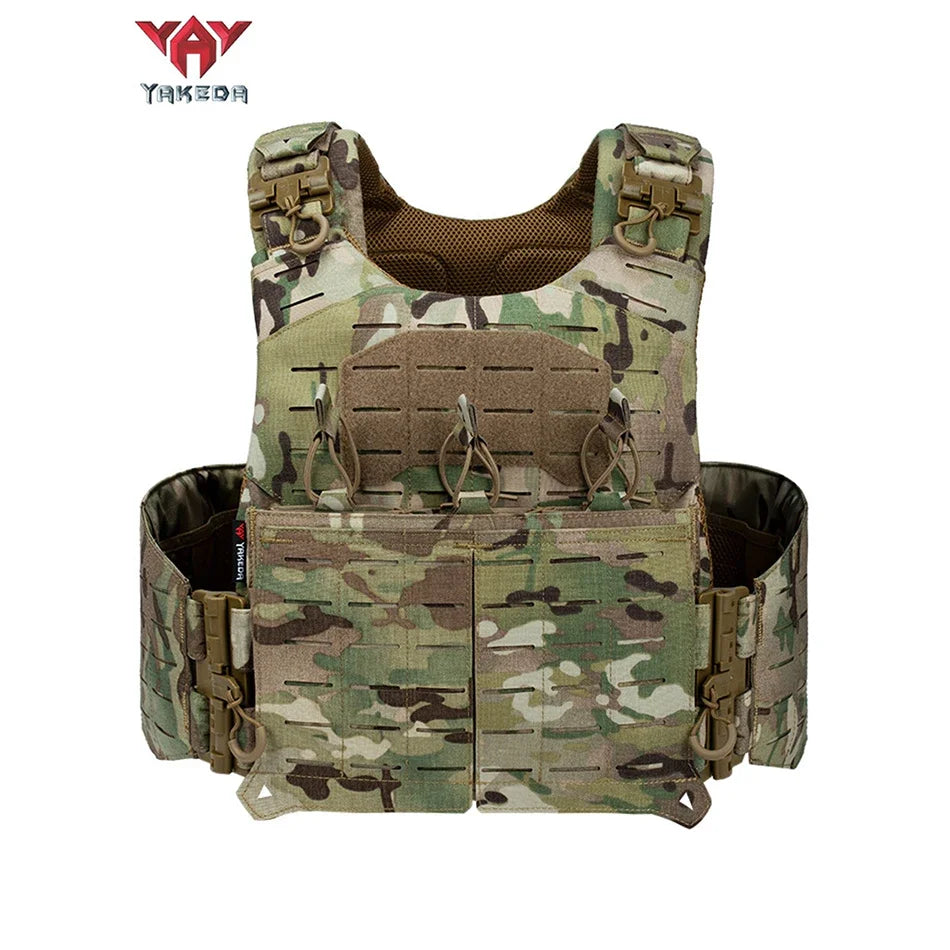 YAKEDA Tactical Combat Vest Plate Carrier Quick Release Laser Cuting PALS System Multifunctional Hunting Airsoft Protective Vest