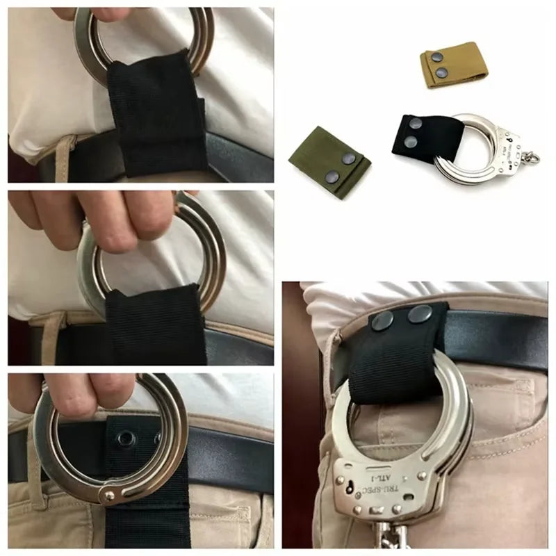 Tactical Handcuff Strap Holder Case Heavy Duty Nylon Double Snap Slide-On fits 2" Duty Belts, Hunting Handcuff Holster
