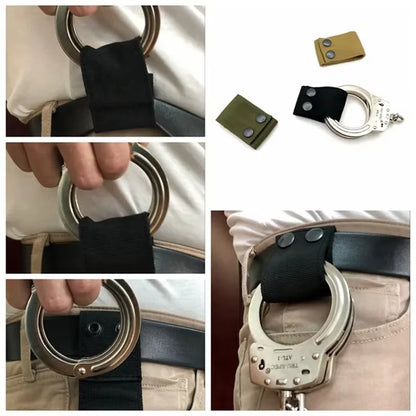 Tactical Handcuff Strap Holder Case Heavy Duty Nylon Double Snap Slide-On fits 2" Duty Belts, Hunting Handcuff Holster