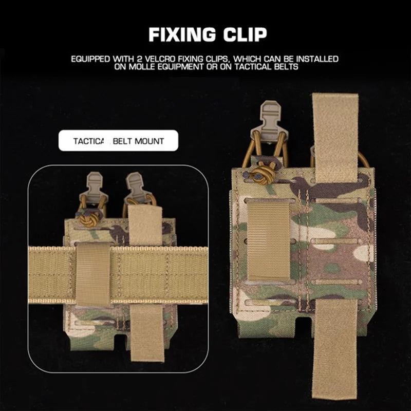 Double 9mm Pistol Mag Pouch  2.0 Holder Pouch MOLLE Panel Portable Airsoft Range Shooting Essentials