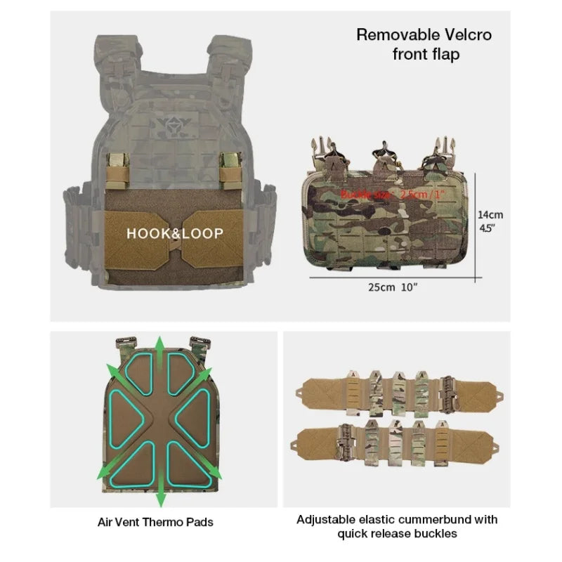 YAKEDA Tactical Vest 6094 Fast detachable light laser cut outdoor hunting black gear carry vest of high quality 1000D nylon