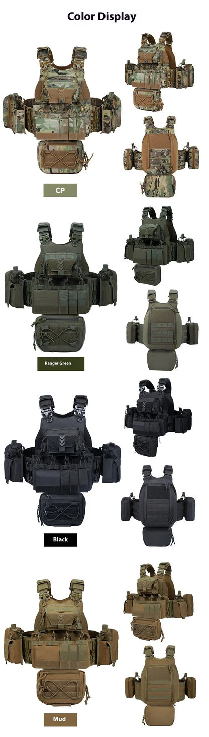 Tactical Vest 8833 - Quick Disassembly Full Protection Vest - Laser-Cut Outdoor Hunting Style Black Outdoor Equipment Vest