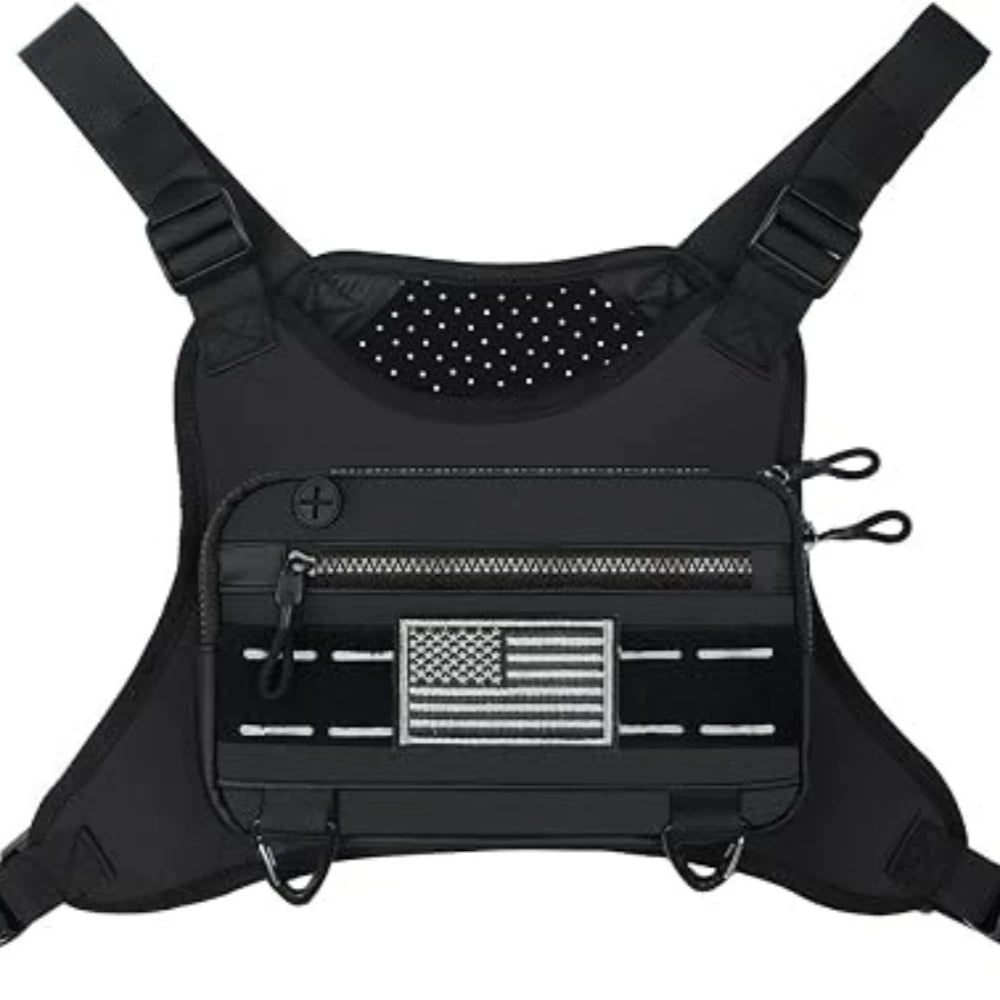 Tactical Front Chest Rig Bag Vest for Camping Hunting Shoulder Bag Men Fishing Cycling Reflective Travel Backpack Fanny Pack