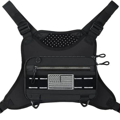 Tactical Front Chest Rig Bag Vest for Camping Hunting Shoulder Bag Men Fishing Cycling Reflective Travel Backpack Fanny Pack