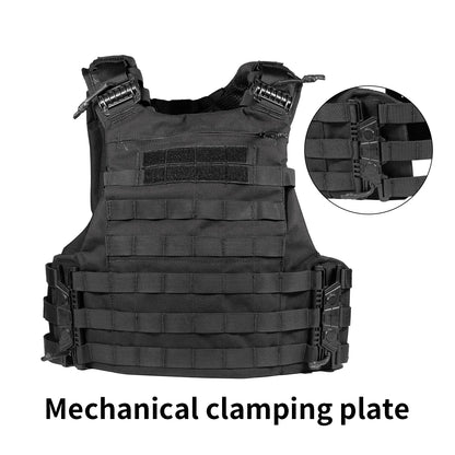 Black Anti-Infrared Flame-Retardant Tactical Vest - 1000D Nylon with Soft and Hard Compartment Design + MOLLE System + Quick Release Buckles |   Outdoor security and survival equipment