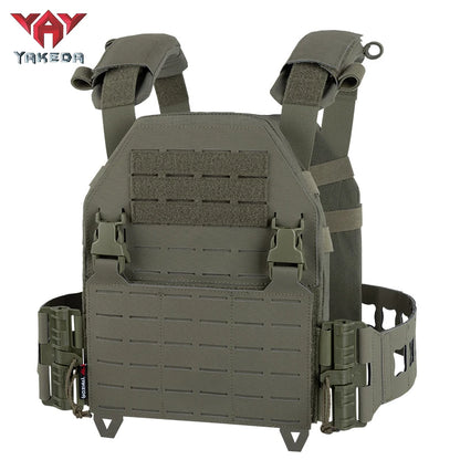 YAKEDA Plate Carrier Camo Tactical Vest CP Color Hunting Vest with Laser Cut Molle for Training and Personal Defense Equipment