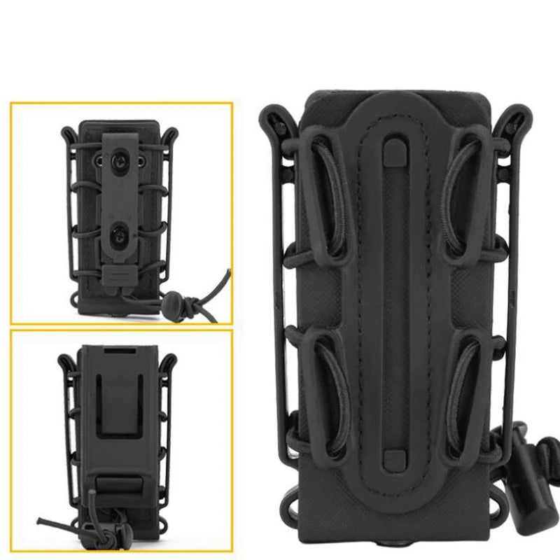 Tactical Molle 9mm Magazine Pouch Pistol Mag Holder with Belt Clip for Glock 17 19 Beretta M9 Fastmag Soft Shell Holster Hunting
