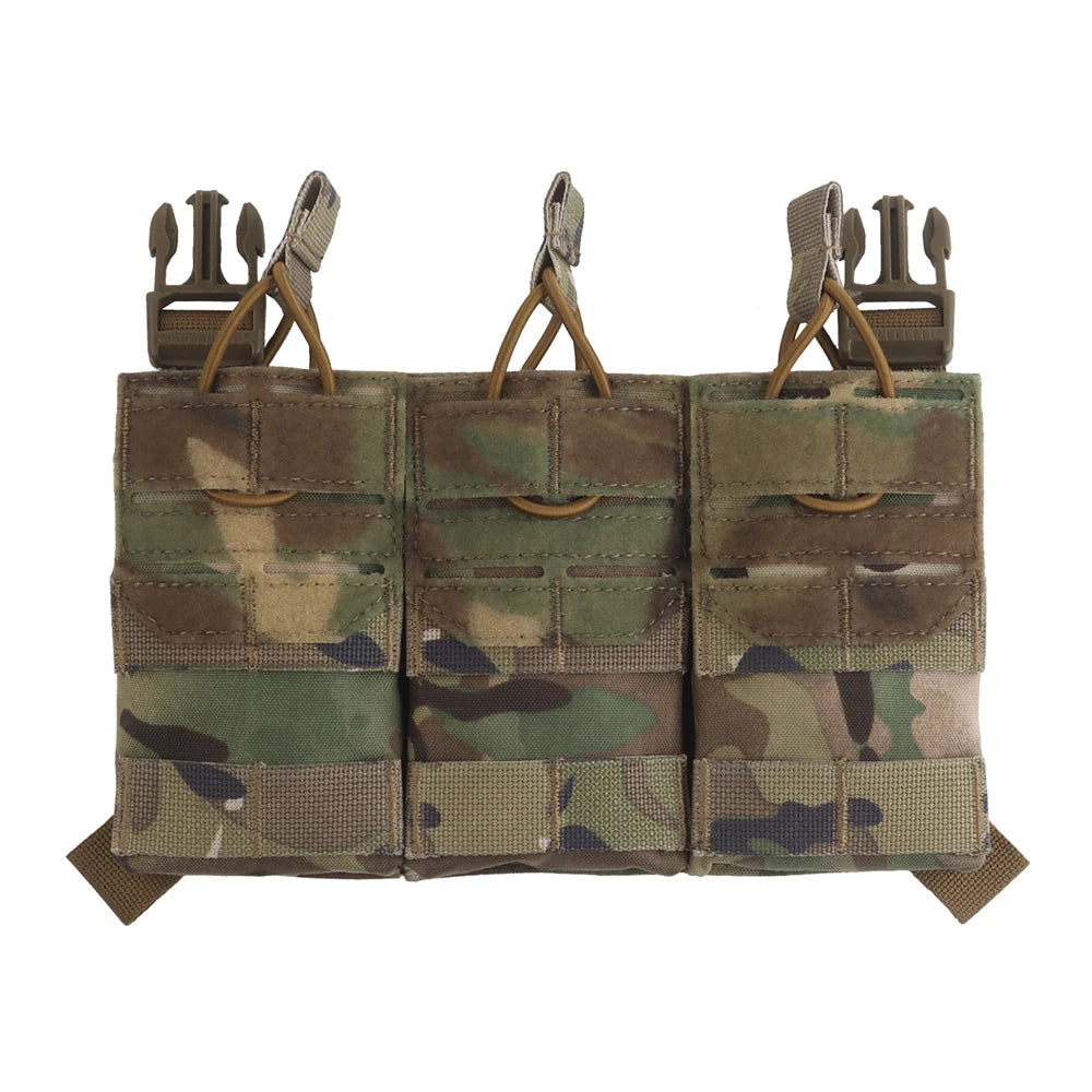 Tactical AG 3 MOLLE 5.56 M4 Triple Magazine Pouch Hunting Vest Carrier Front Panel With Elastic Fixing Rope,G-buckle,2.5 Buckle