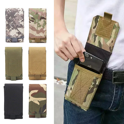 6 Inch Tactical Camo Cell Phone Pouch Molle Universal Running Phone Bag Hunting Outdoor Camping EDC Waist Bag Mobile Phone Bag