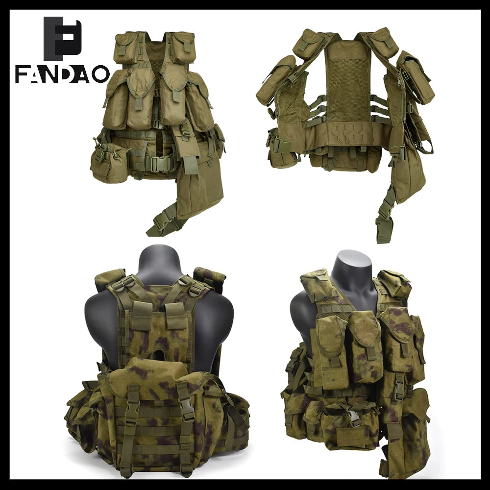 Tactical Russian Full set Vest MOLLE 1000D Multi-functional Adjustable Carrying Gear for Outdoor Hunting Shooting Battle Games