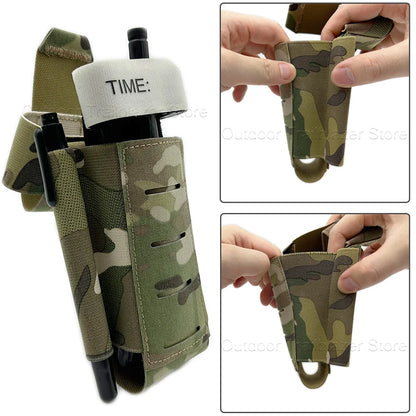 Tactical TQ Tourniquet Pouch TQ Pouch With Removable Hook and Loop Panel for MOLLE PALS Duty Belt Airsoft Combat Hunting Vest