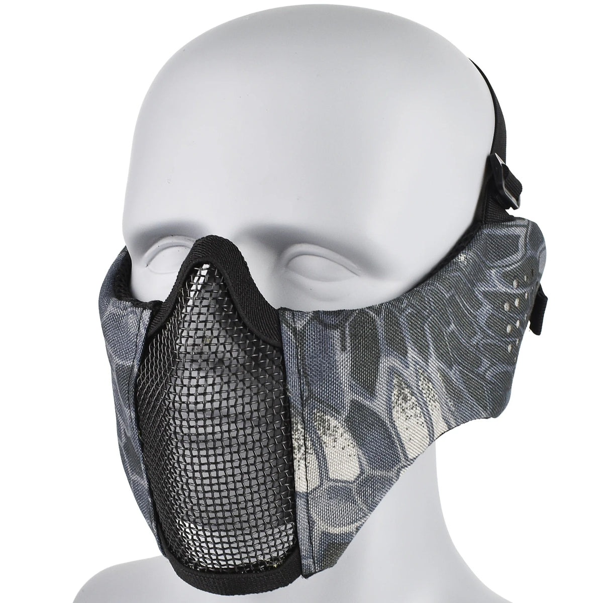 Hunting Foldable Mesh Mask With Ear Protection Airsoft Half Face Paintball Shooting Tactical CS Wargame Face Protective Mask