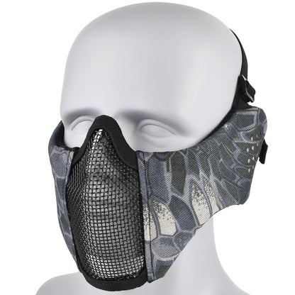 Hunting Foldable Mesh Mask With Ear Protection Airsoft Half Face Paintball Shooting Tactical CS Wargame Face Protective Mask