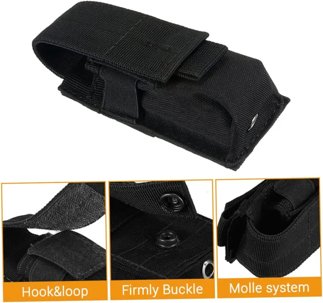 M5 Tactical Molle Magazine Pouch 9MM Single Holster Flashlight Holder EDC Outdoor Hunting
